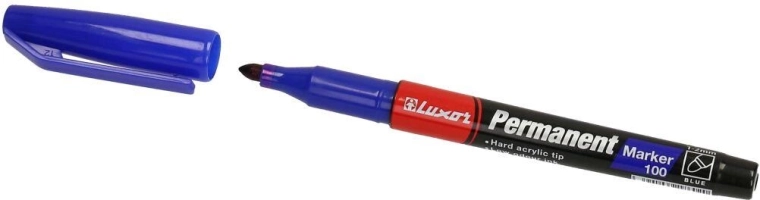 Rotulador permanente Luxor 100 azul 1–2 mm