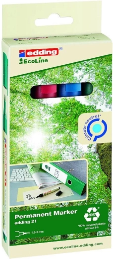 Rotulador permanente Edding EcoLine 21, set de 4 uds