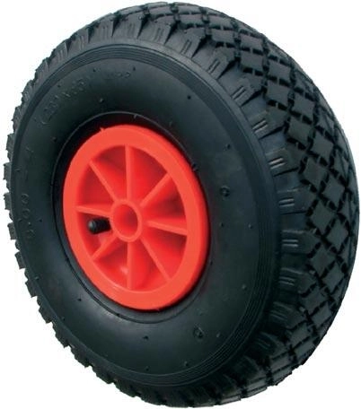 Rueda para carretilla de mano 260 mm, neumática con llanta de plástico, buje de 20 mm