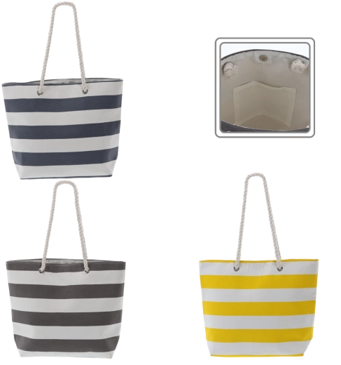 Bolsa de playa a rayas 48 × 36 cm, mezcla de colores