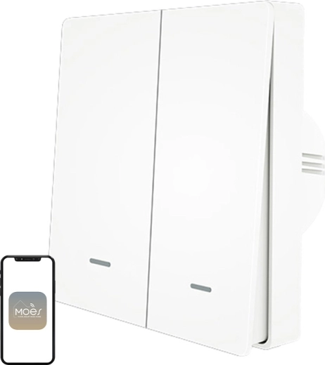 Moes interruptor inteligente de luz ZigBee 3.0 de dos canales - 1 pieza