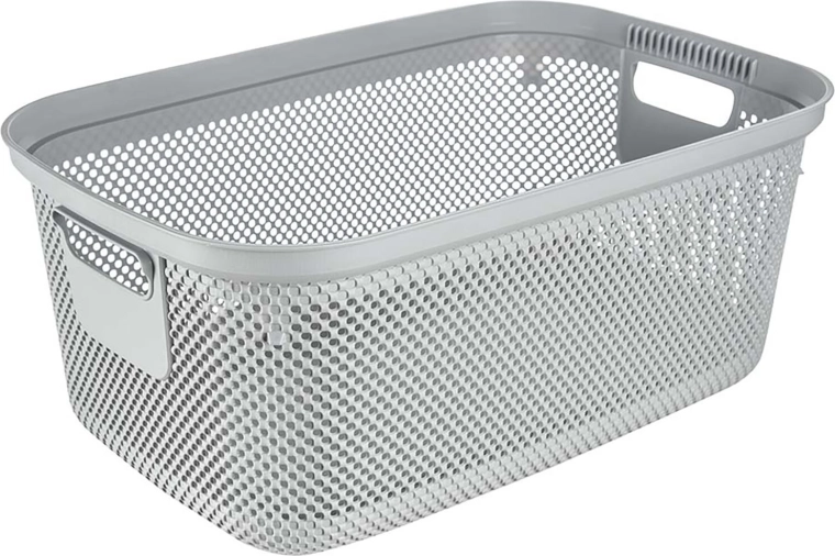 Cesto para ropa limpia gris 53 × 34,5 × 22,5 cm
