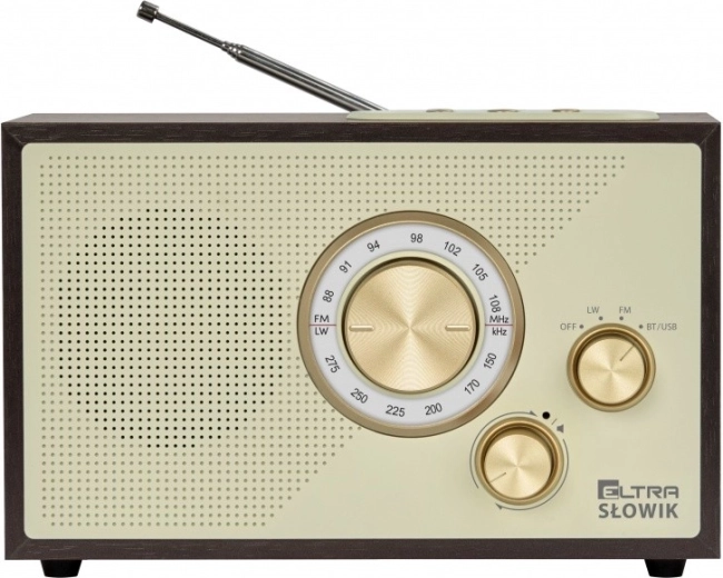radio de mesa OR Słowik con USB, Bluetooth y FM/LW – madera marrón oscuro