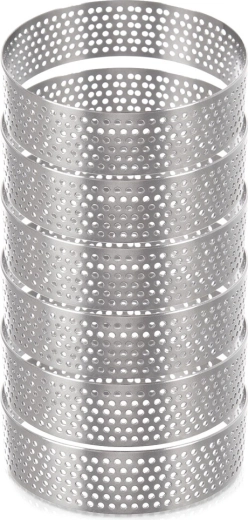 Aros perforados de acero inoxidable para tartaletas 7 cm, set de 6 uds