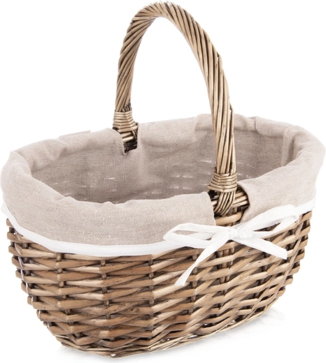 Cesta de picnic de mimbre con forro de tela 32,5 × 24 × 32 cm