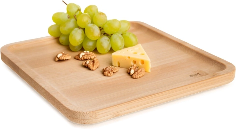 Plato cuadrado de bambú para servir 14 × 14 cm