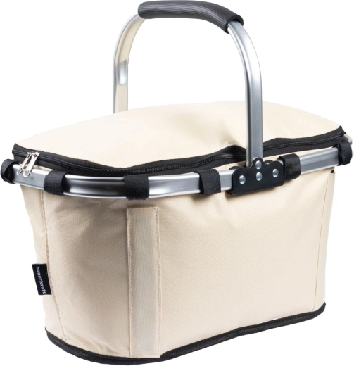 Cesta térmica plegable para pícnic y compras con un asa, impermeable, beige