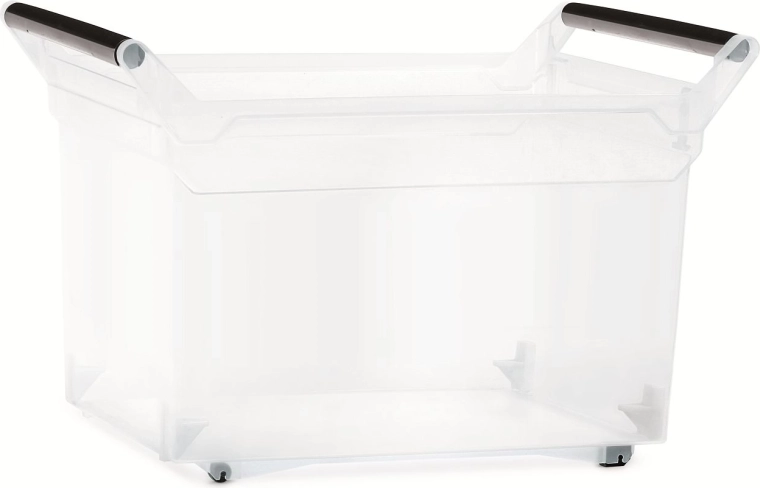 Caja de almacenamiento de plástico NUK 49 l con ruedas, transparente