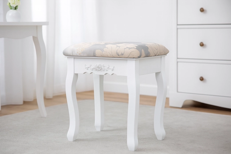 Taburete vintage blanco 38 × 28 × 45 cm