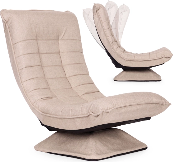 Sillón lounge giratorio y reclinable para sala de estar, beige, ModernHome
