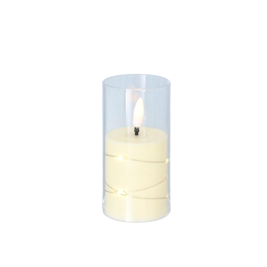 Vela LED con efecto lechoso en cilindro transparente 5,3 × 10,5 cm