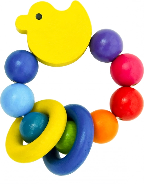Detoa patito con anillos – sonajero de madera para bebés