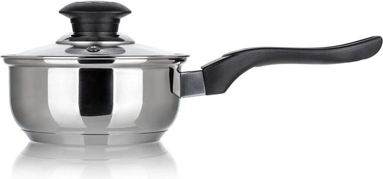 Cazo de acero inoxidable con tapa de vidrio 0,8 l SUPER VALUE, diámetro 14 cm