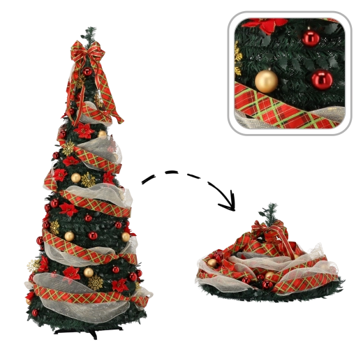 Árbol de Navidad artificial plegable Giada 180 cm con iluminación LED