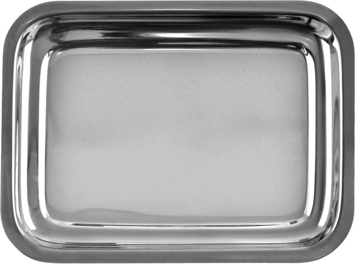 Bandeja de servir rectangular de acero inoxidable 21,5 × 16,5 cm