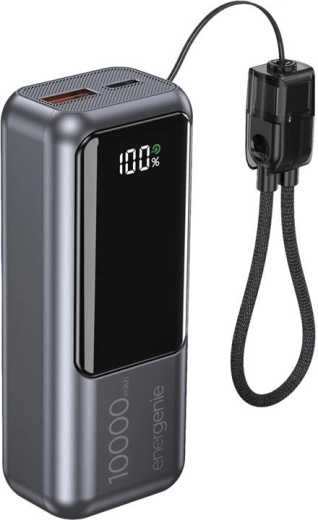 Powerbank con pantalla LCD 10 000 mAh QC 3.0 20 W gris