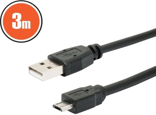 Cable USB 2.0 A–micro B, 3 m, negro