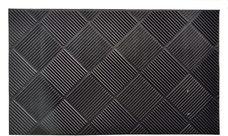 Alfombrilla de goma 45 × 75 cm – rombos, negra