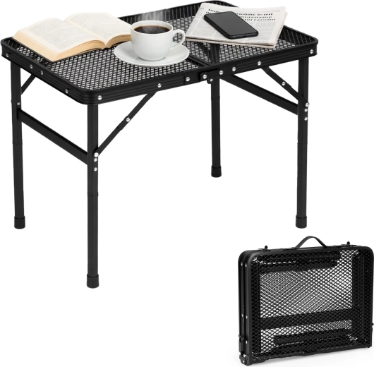 Mesa de camping plegable MultiGarden 60 × 40 cm, negra
