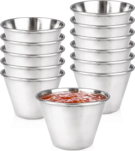Cuencos de acero inoxidable Vilde para salsas/dips 75 ml, 12 uds