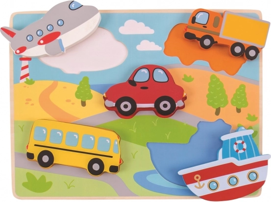 Puzzle encajable de madera de medios de transporte BIGJIGS TOYS