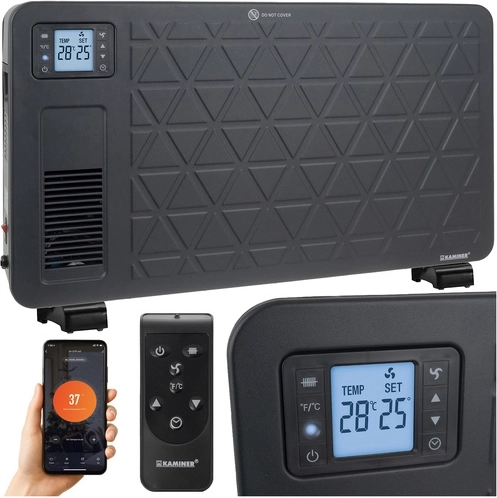 Calefactor convector eléctrico Kaminer Ziflo 2300 W con Wi‑Fi y control remoto, negro
