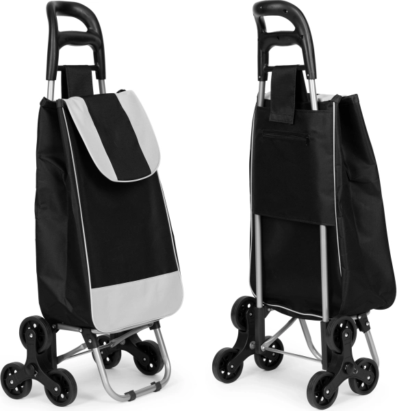Carrito de la compra ModernHome, negro, bolsa de 25 l, 6 ruedas, marco metálico
