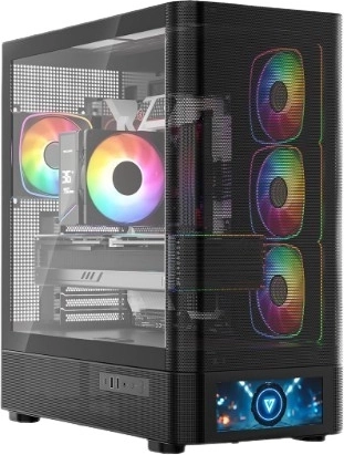 Caja de PC MODECOM Volcano AQ500 ARGB Midi con LCD, negra