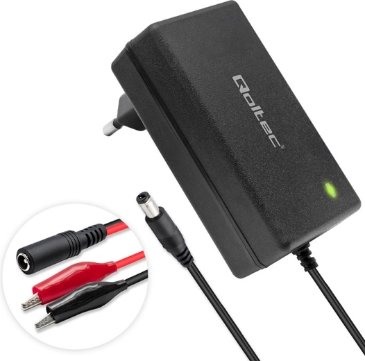 Cargador para baterías AGM/GEL/STD 12 V, 2 A, 24 W con conector 5.5 × 2.1 mm, cable de 1.8 m