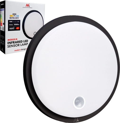 Luminaria LED de pared y techo con sensor PIR, IP65, 10 W, 1000 lm, 4000 K