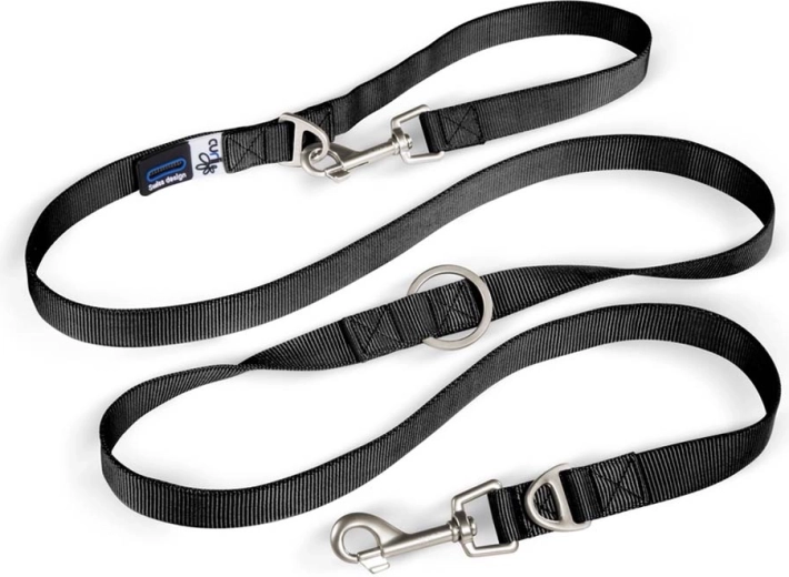 Correa ajustable de nailon Curli para perros, negra, 200 × 2 cm (L)