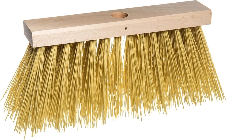 Escoba para acera de madera con fibra PET 25 × 6 cm, sin rosca