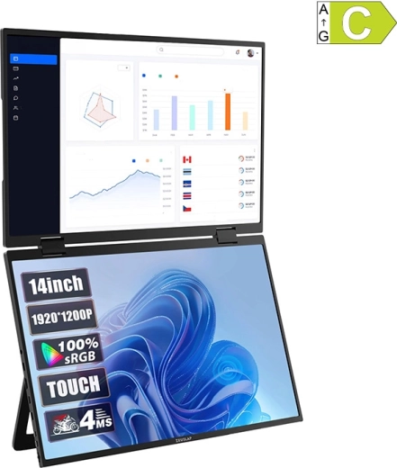 Monitor táctil dual portátil ZEUSLAP Z14W 2×14" WUXGA IPS