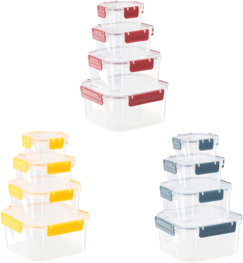 Juego de recipientes para alimentos con tapas y cierre hermético - 4 unidades