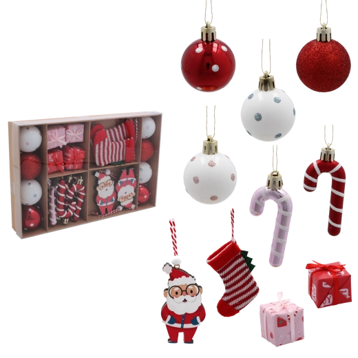 Set de 24 adornos navideños mix