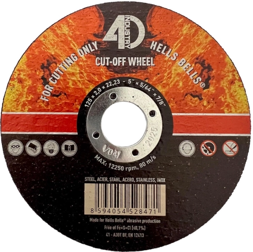 Disco de corte para acero y acero inoxidable 125 × 2,0 × 22,2 mm