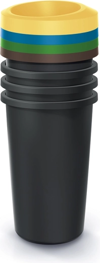 Juego de cubos de reciclaje Compacta R Drop, 4×35 l, negro, de plástico reciclado