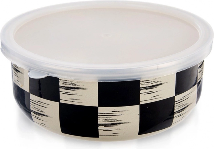 Cuenco esmaltado con tapa Ajedrez 15,5 cm, 800 ml