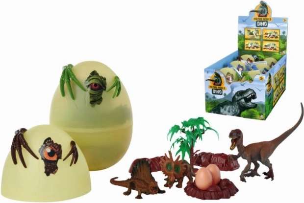 Huevo de dinosaurio con figuras y accesorios