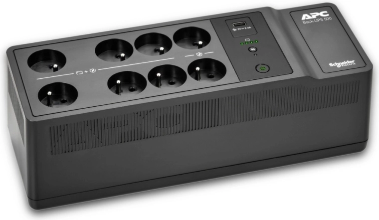 Fuente de alimentación ininterrumpida (UPS) APC Back‑UPS 500 VA, 8 tomas tipo E, USB