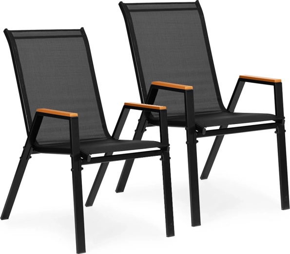 Juego de 2 sillas de jardín para terraza y balcón, negras, MultiGarden
