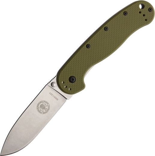 Navaja de bolsillo ESEE Avispa OD Green 8,9 cm con acabado stonewash, FRN verde