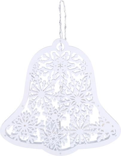 Solight LED campana navideña de madera 30 cm, 9 LED, blanca, con temporizador