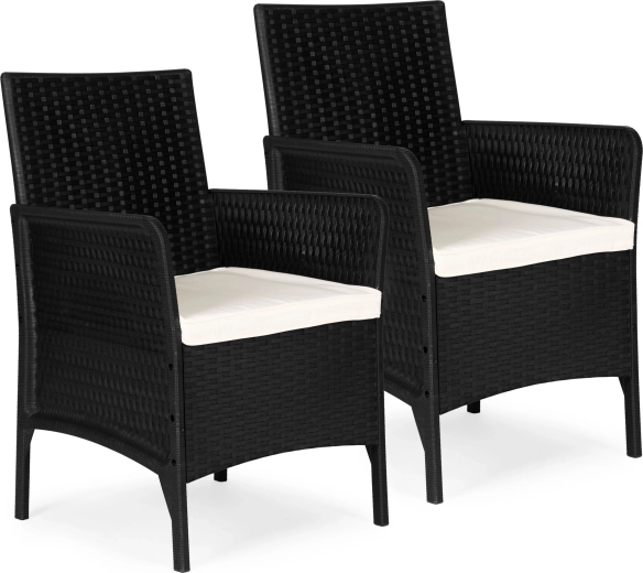 Juego de 2 sillones de jardín con cojines, negro – MultiGarden