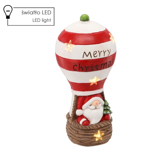 Figura navideña – Santa en globo aerostático con iluminación LED 20 × 20 × 43 cm