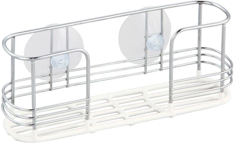 Soporte para utensilios de cocina con ventosas, cromo y vinilo, 20 × 5 × 8 cm