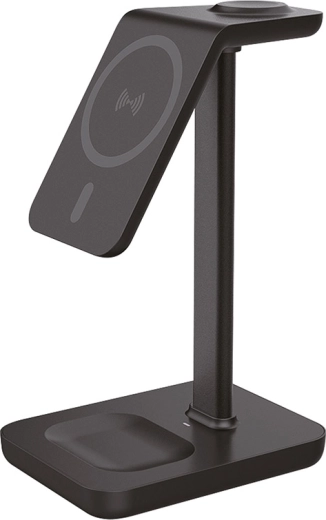 Cargador inalámbrico de sobremesa Solight 3 en 1 compatible con Qi2 y MagSafe