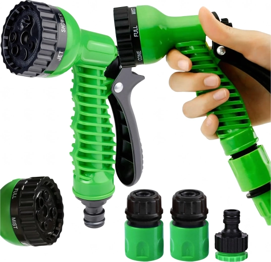 Pistola de riego de jardín regulable con 7 modos y 3 acoples rápidos