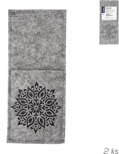 Funda de fieltro para cubiertos con recorte decorativo, gris