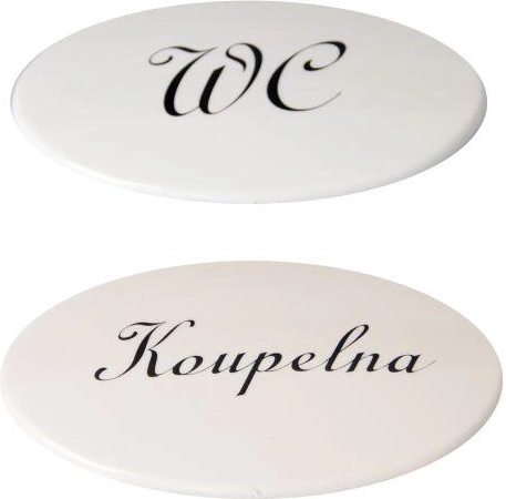 Juego de placas para puerta WC y baño – plástico blanco, 2 piezas